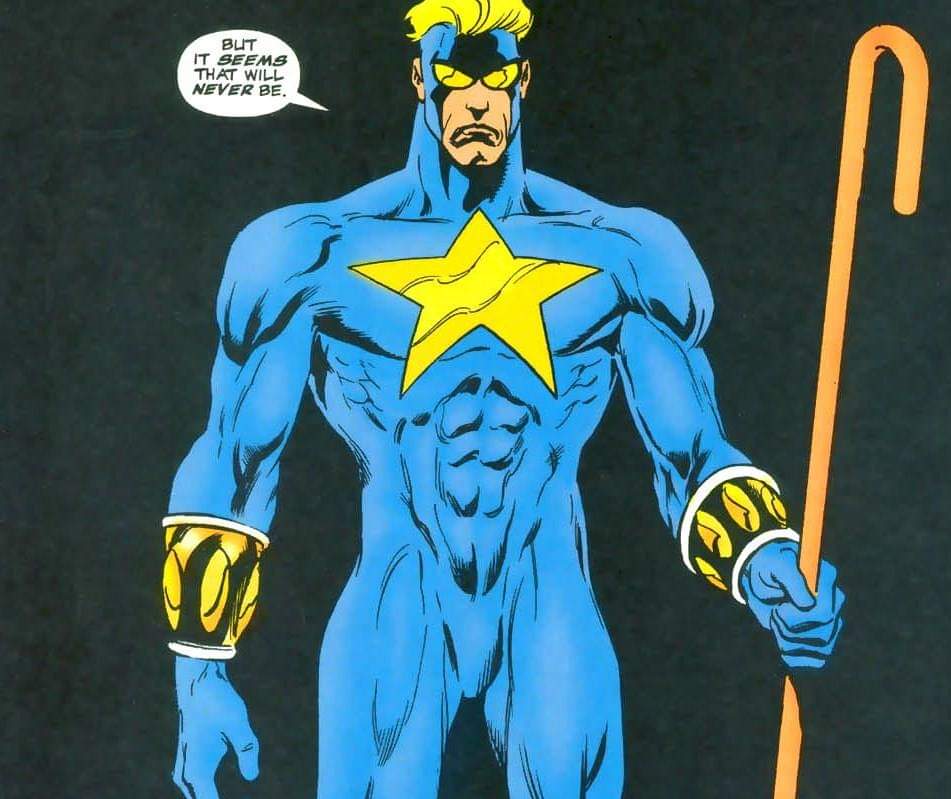 Para diferenciarse de sus predecesores, Gavyn utiliza un traje azum y amarillo con una gran estrella en su pecho